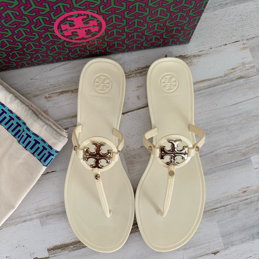 TORY BURCH Mini Miller Jelly Sandal IVORY Sz 9